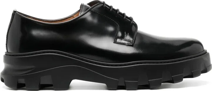Round-Toe Leather Derby Shoes
