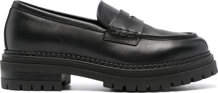 Round-Toe Leather Loafers
