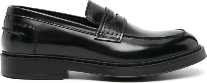 Round-Toe Leather Loafers