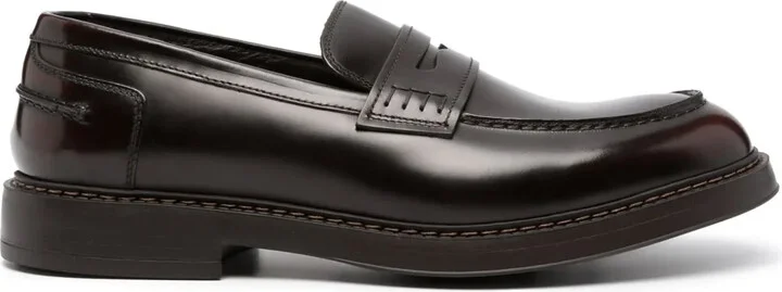 Round-Toe Leather Loafers