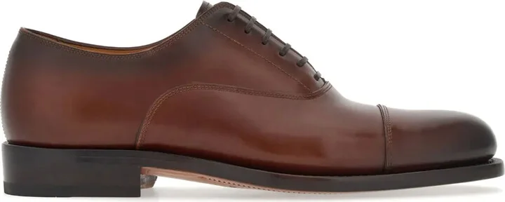 Round-Toe Leather Oxford Shoes