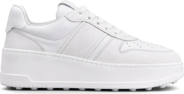 Round-Toe Leather Sneakers