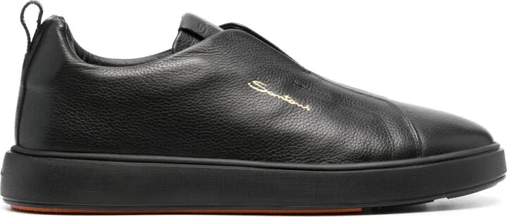 Round-Toe Leather Sneakers