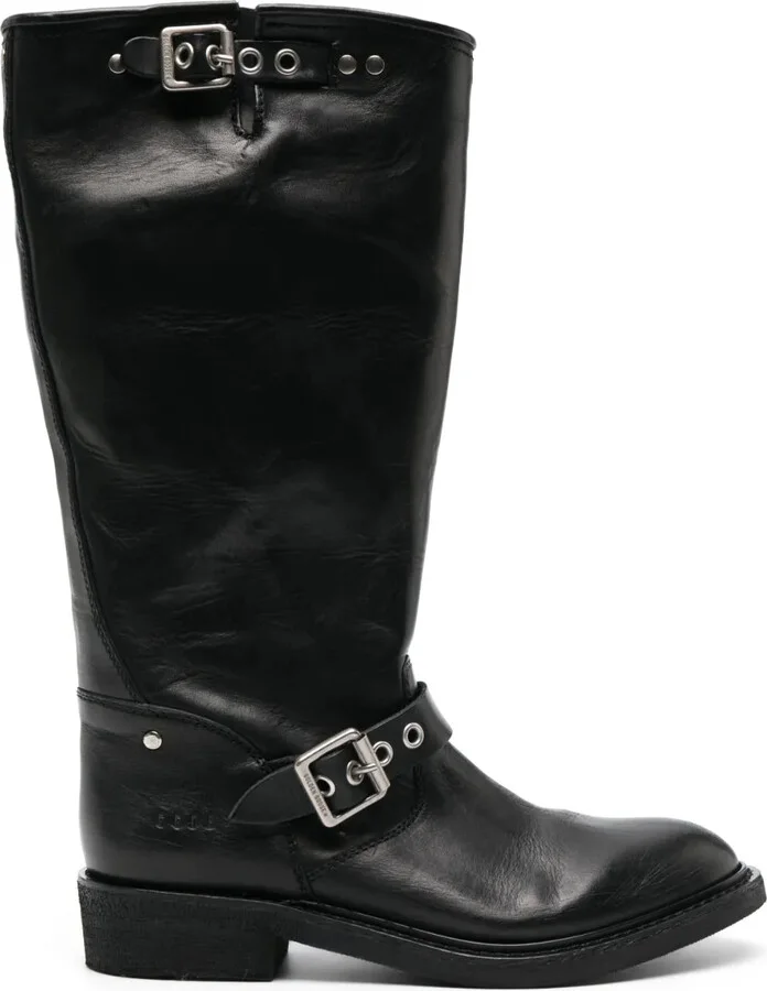 Round-Toe Polished-Finish Boots