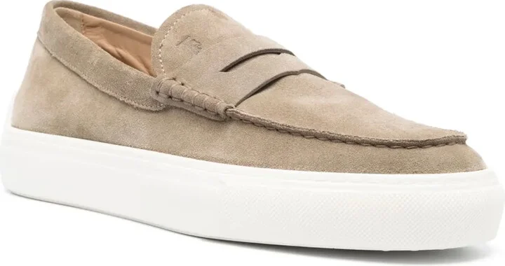 Round-Toe Rubber-Sole Suede Loafers - Image 2