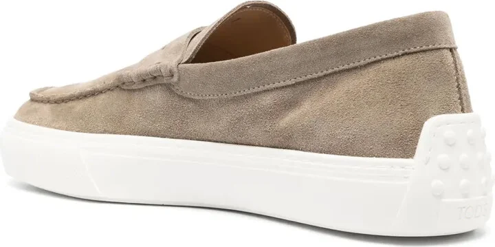 Round-Toe Rubber-Sole Suede Loafers - Image 3