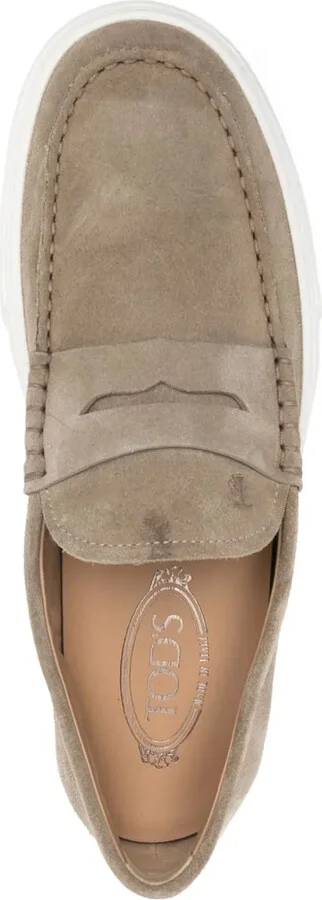 Round-Toe Rubber-Sole Suede Loafers - Image 4