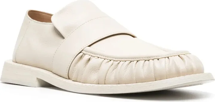 Round-Toe Ruched Leather Loafers - Image 2