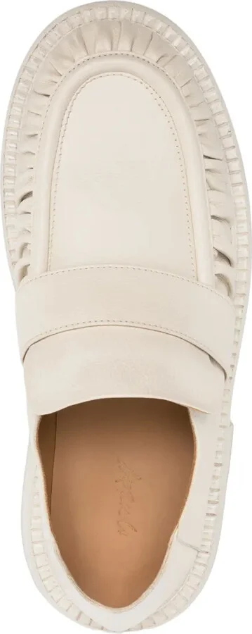 Round-Toe Ruched Leather Loafers - Image 4