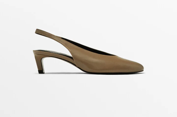Round Toe Slingback Heeled Shoes