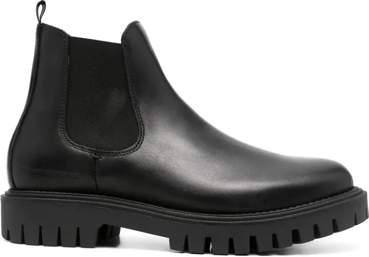 Round-Toe Slip-On Leather Boots