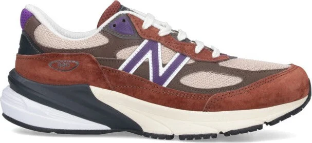 Round Toe Sneakers With Suede And Mesh Accents
