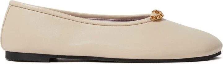Rounded Toe Flats With Subtle Chain Detail
