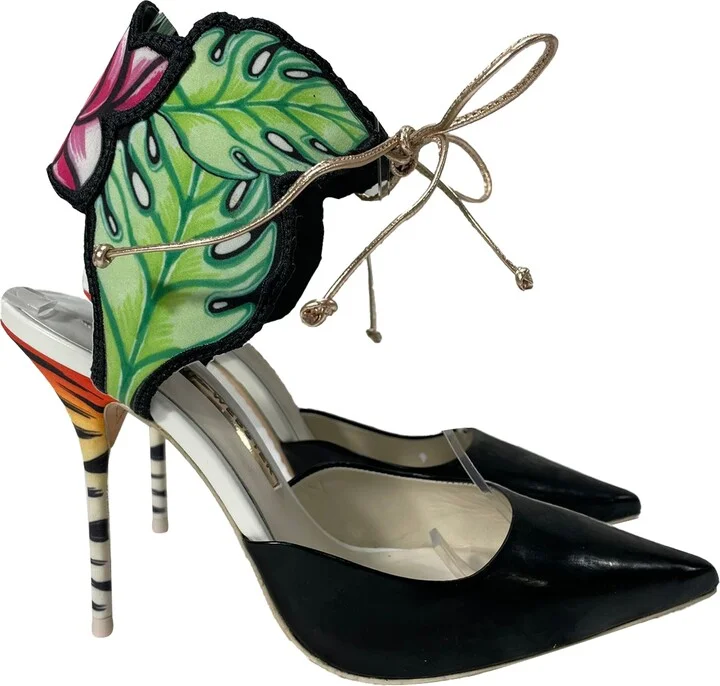 Rousseau Jungle Ankle Tie Pumps in Multicolor Leather