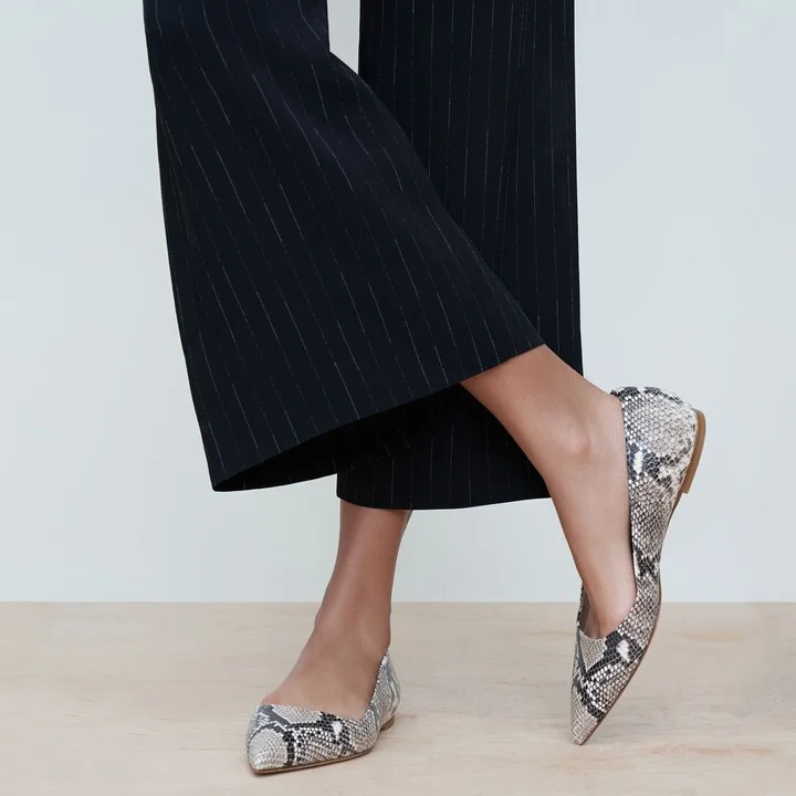 Rowan Flat - Embossed Snakeskin - Black / Ivory - Image 5
