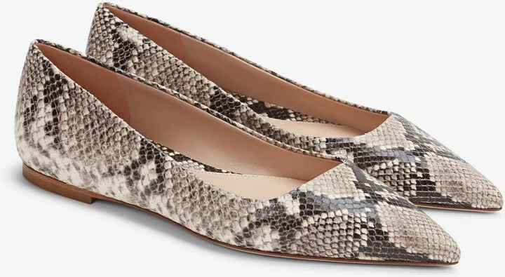Rowan Flat - Embossed Snakeskin - Black / Ivory - Image 8