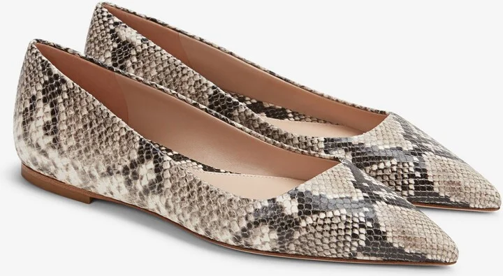 Rowan Flat - Embossed Snakeskin - Black / Ivory