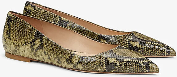 Rowan Flat - Embossed Snakeskin - Black / Olive - Image 5