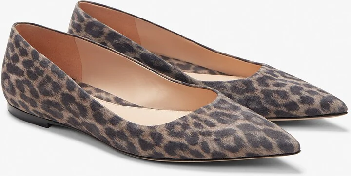 Rowan Flat - Leopard Suede - Taupe / Black