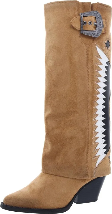 Rowena-Wings Womens Faux Leather Knee-High Cowboy, Western Boots