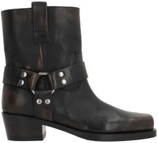 'Roxy' Black Western Style Ankle Boots With Brown Nuances In Leather Woman - Image 2