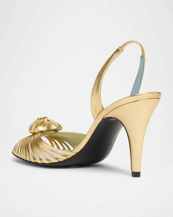 Royal Heart Logo Slingback Leather Sandals - Image 4
