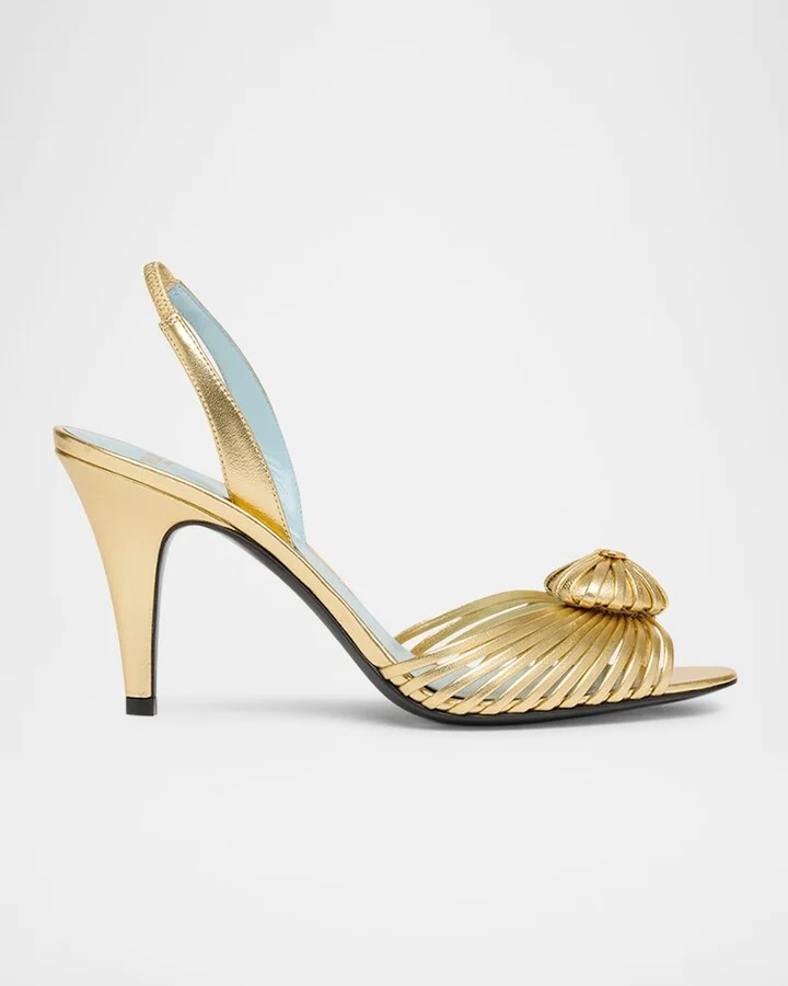 Royal Heart Logo Slingback Leather Sandals