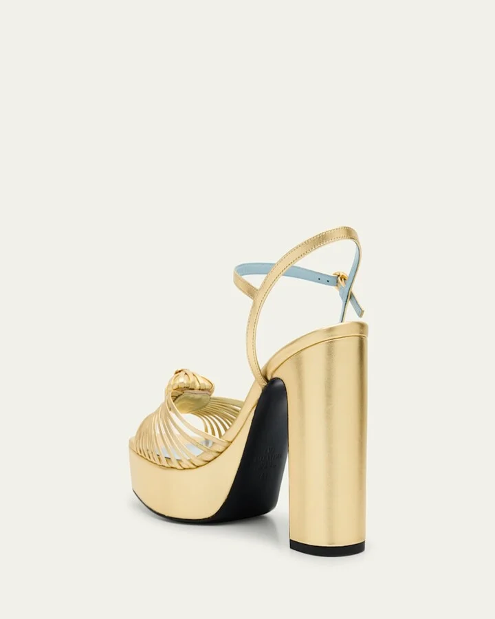 Royal Metallic Nappa Leather Heart Platform Sandals - Image 4