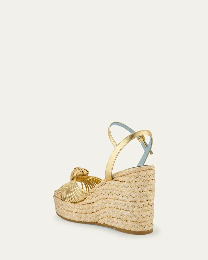 Royal Nappa Leather Laminata Wedge Espadrille Sandals - Image 2