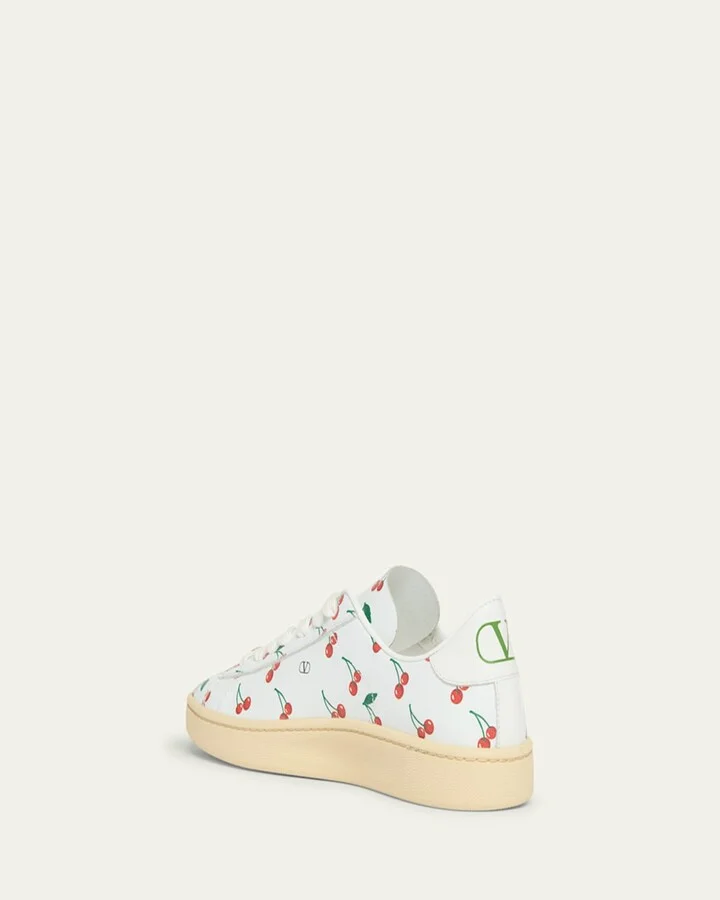 Royco VLogo Cherry-Print Leather Sneakers - Image 2