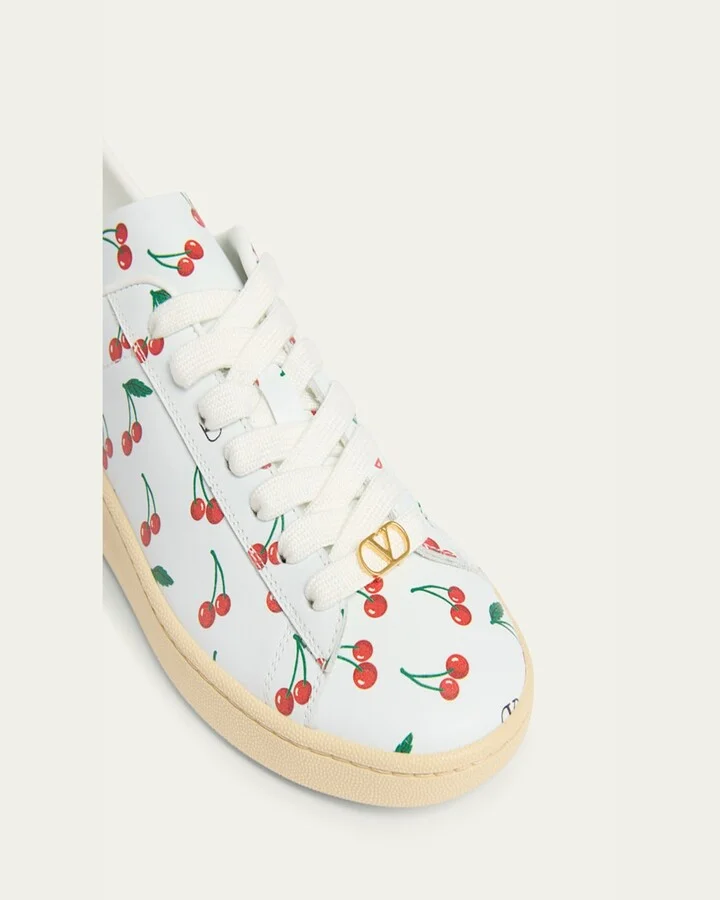 Royco VLogo Cherry-Print Leather Sneakers - Image 3
