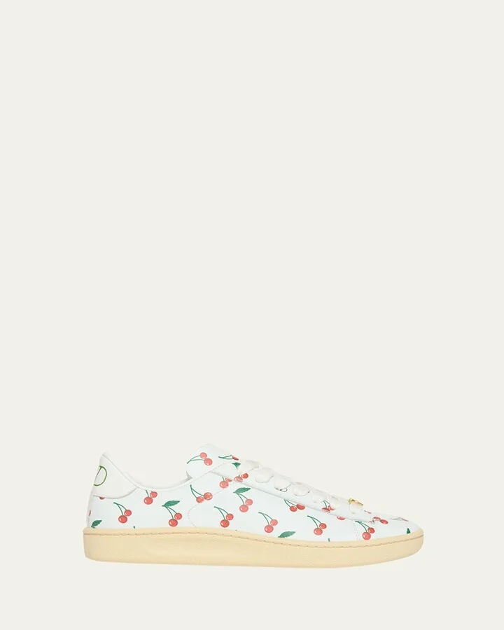 Royco VLogo Cherry-Print Leather Sneakers