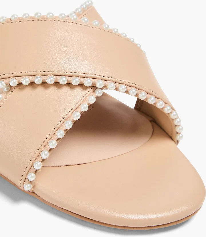 Roza faux pearl-embellished leather sandals - Image 4