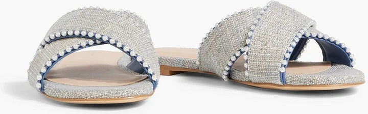 Roza faux pearl-embellished tweed sandals - Image 2
