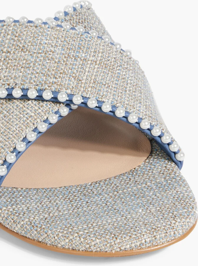 Roza faux pearl-embellished tweed sandals - Image 4