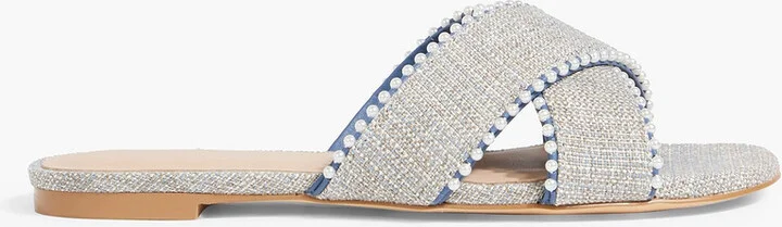 Roza faux pearl-embellished tweed sandals