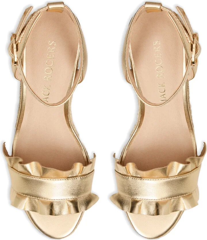 Rozette Ruffle Espadrille Ankle Strap Platform Wedge Sandal - Image 9