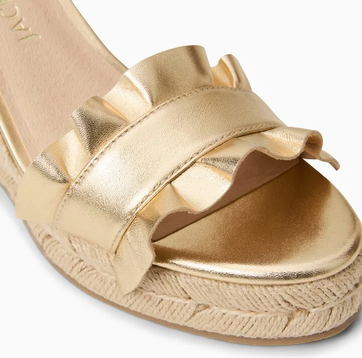 Rozette Ruffle Espadrille Ankle Strap Platform Wedge Sandal - Image 11