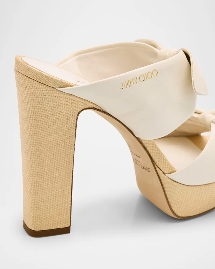 Rua 120 Raffia and Leather Platform Sandals - Image 4