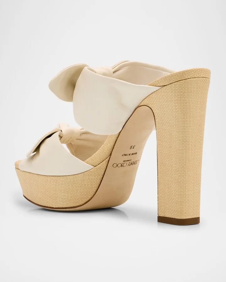 Rua 120 Raffia and Leather Platform Sandals - Image 6