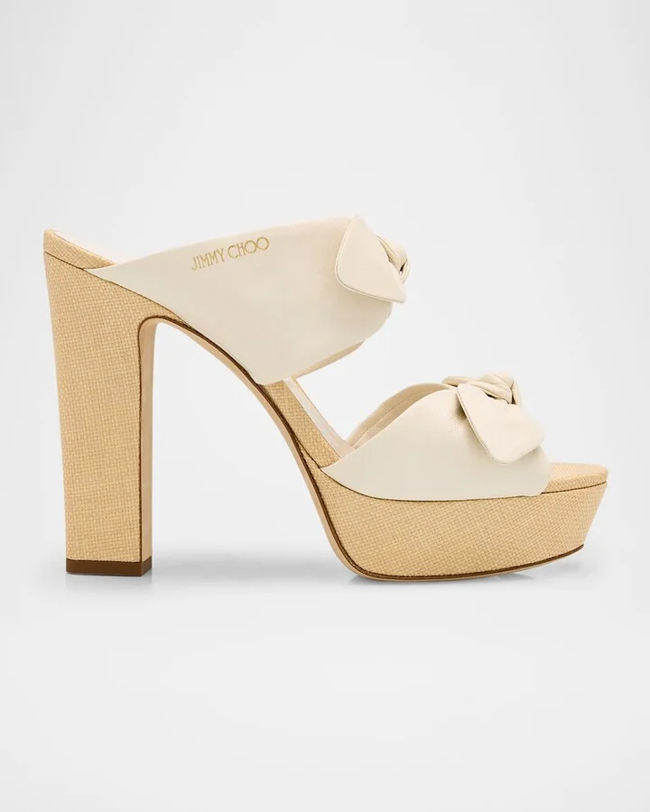 Rua 120 Raffia and Leather Platform Sandals