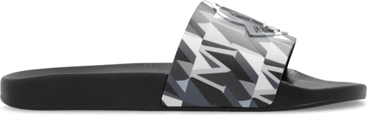 Rubber 'Basile' Slides, , - Black