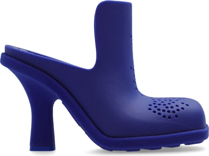 Rubber Heeled Mules, , - Blue