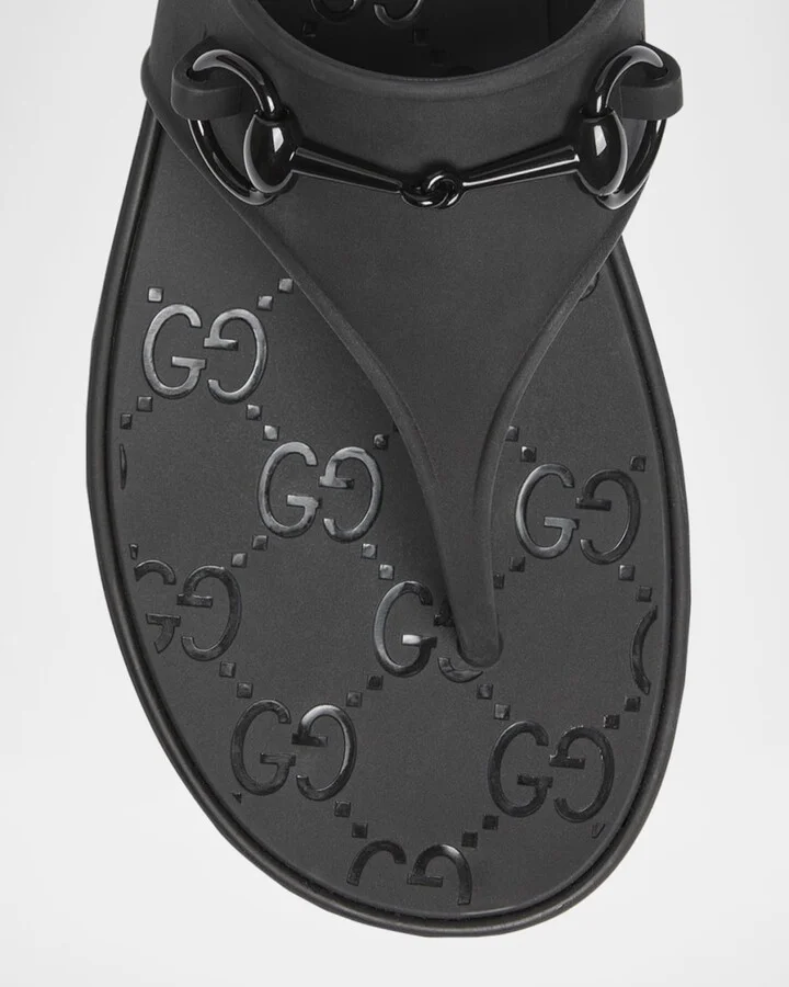 Rubber Horsebit Thong Slide Sandals - Image 3
