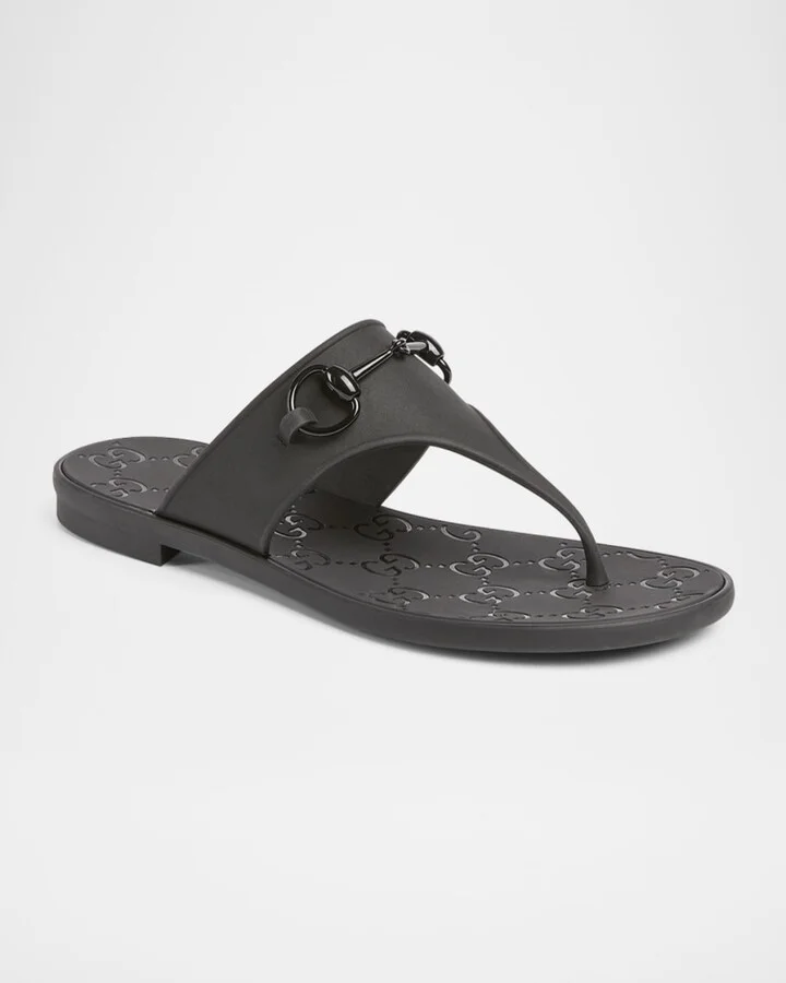 Rubber Horsebit Thong Slide Sandals - Image 4