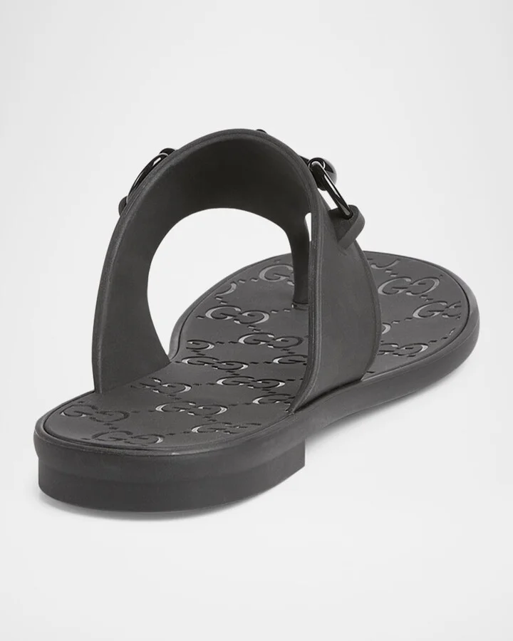 Rubber Horsebit Thong Slide Sandals - Image 6
