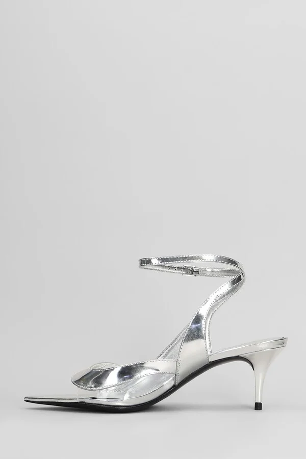 Ruber Mid Sandals In Silver Leather - Image 3