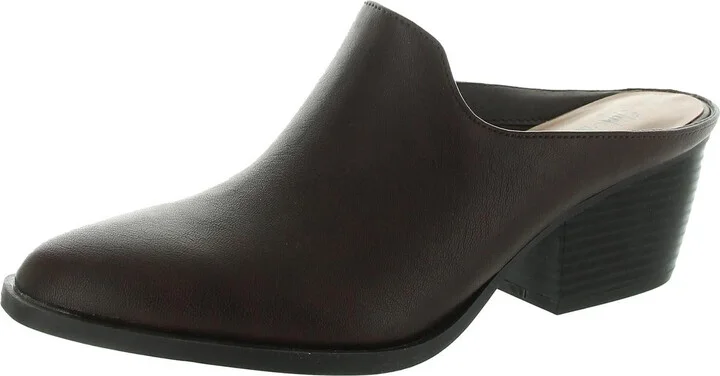 Rubinn Womens Block Heel Faux Leather Slide