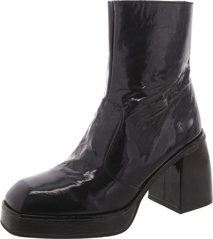Ruby Shine Womens Patent Leather Block Heel Ankle Boots