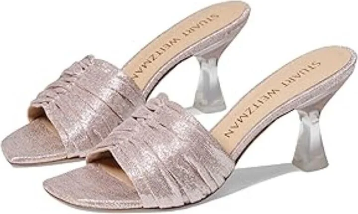 Ruche 75 Slide Sandal Womens 9 Poudre Leather Spool Heels FZP292 (Poudre,9)